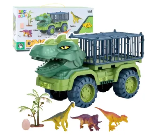 Car Transporter Truck Dinosaurs Figures Green 15 pcs.
