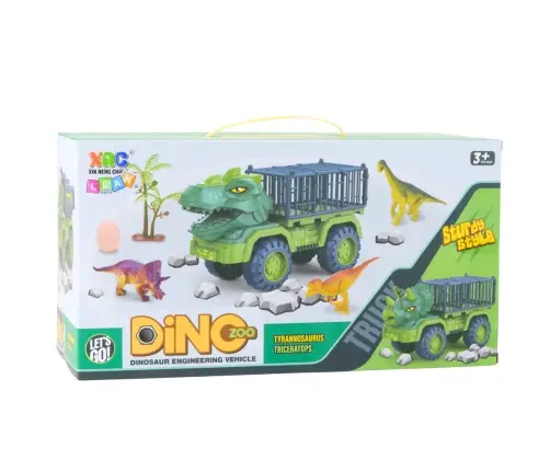 Car Transporter Truck Dinosaurs Figures Green 15 pcs.