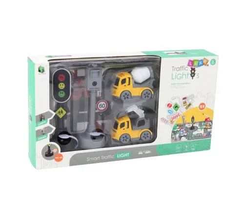 Set of traffic lights, speed camera, mat, construction cars, lights and sounds