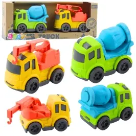 Construction Vehicle Set: Cars, Concrete Mixer, Truck with Hook, BIOPlastic