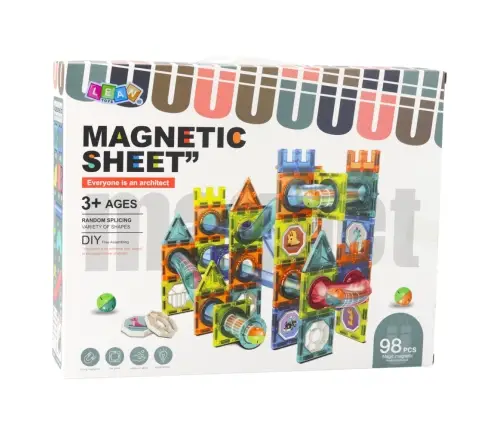 Set of Magnetic Construction Blocks Ball Track Colorful 98 pcs.