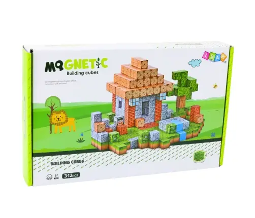 Magnetic Construction Blocks Cubes Square World 3D 312 pcs.