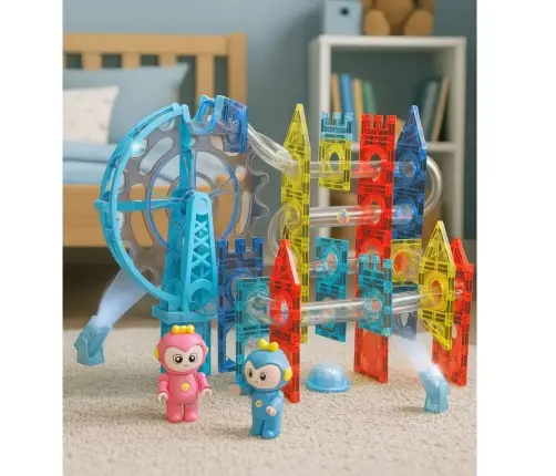 Magnetic Space Blocks Ball Track Luminous People 120 pcs.
