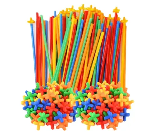 Straws 3D 4D Construction Blocks in a Box, Colorful, 1000 pcs.