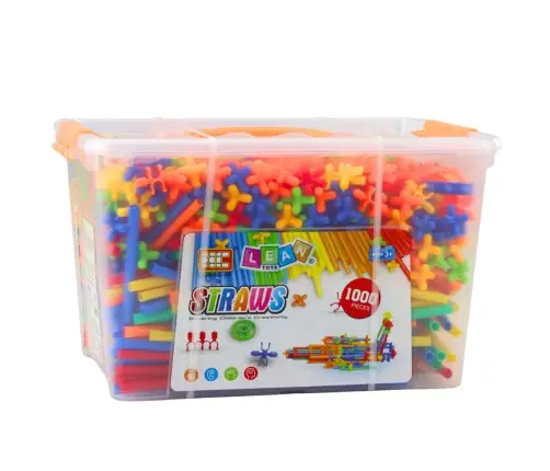 Straws 3D 4D Construction Blocks in a Box, Colorful, 1000 pcs.
