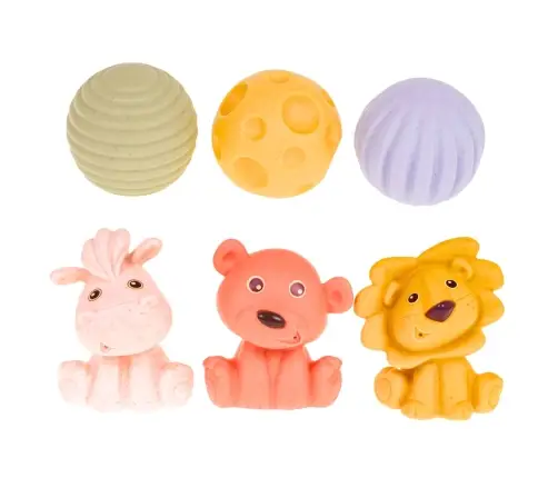Set of Soft Sensory Educational ECO Blocks Rubber Animals 18 pcs.