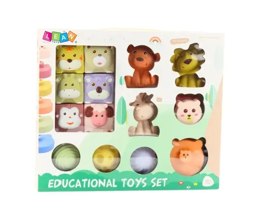 Set of Soft Sensory Educational ECO Blocks Rubber Animals 18 pcs.