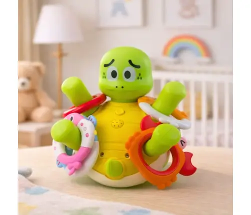 Interactive Turtle Bath Toy with Fountain and Colorful Circles