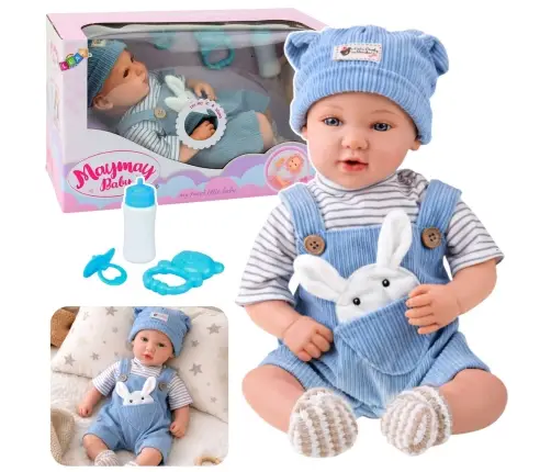 Baby Doll in Blue Bunny Outfit Accessories Sounds 39 cm