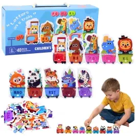 Educational Puzzle For Toddlers Alphabet Train With Animals 40 pcs.