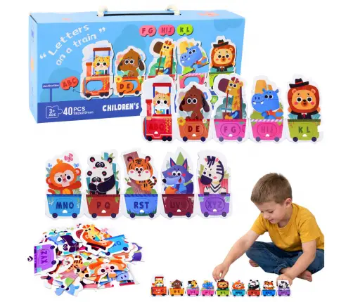 Educational Puzzle For Toddlers Alphabet Train With Animals 40 pcs.