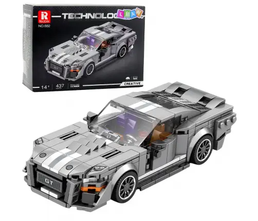 GT500 Car Construction Bricks Set Gray 476 pcs.