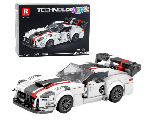 Construction Bricks VIPER Sports Car White and Red 379 pcs.