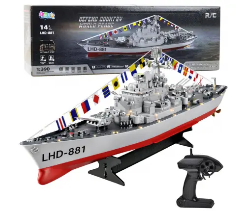 RC Aircraft Carrier Warship Remote Controlled LED Lighting 1:390