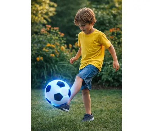 Lightweight Soccer Ball for Throwing and Kicking, Glowing Material, Black and White