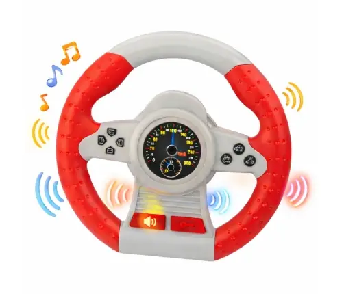 Interactive Steering Wheel Driving Simulator Lights Sounds Red