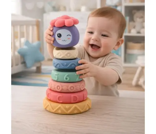 Tower of Soft Blocks Sensory Pyramid Colorful 8 pcs.