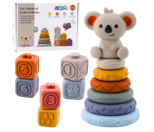 Sensory Educational Blocks Tower of Soft Rubber Blocks Koala 13 pcs.