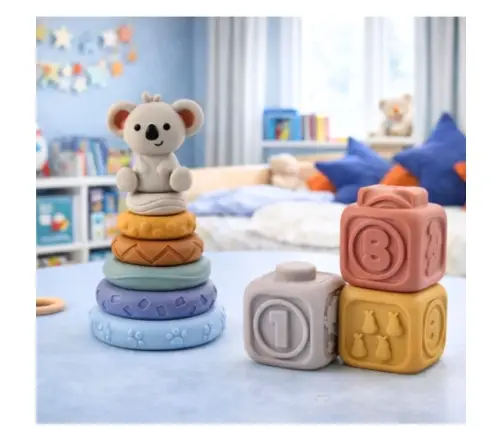 Sensory Educational Blocks Tower of Soft Rubber Blocks Koala 13 pcs.