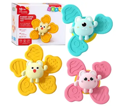 Set of Fidget Spinners Rattles Spinning Suction Cups Colorful 3 pcs.