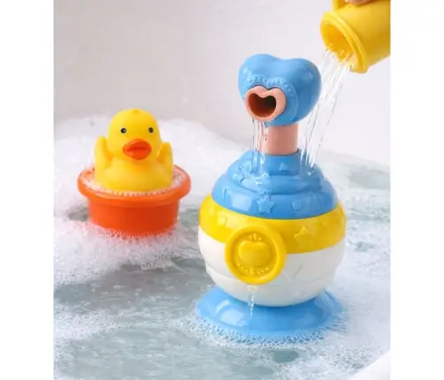 Bath Toy Set Duck Soap Dispenser Cup Blue