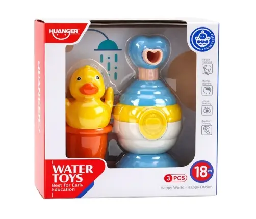 Bath Toy Set Duck Soap Dispenser Cup Blue