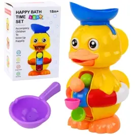 Interactive Bath Toy Duck with Grinder, Suction Cups, and Spoon