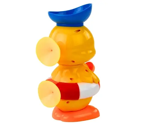 Interactive Bath Toy Duck with Grinder, Suction Cups, and Spoon