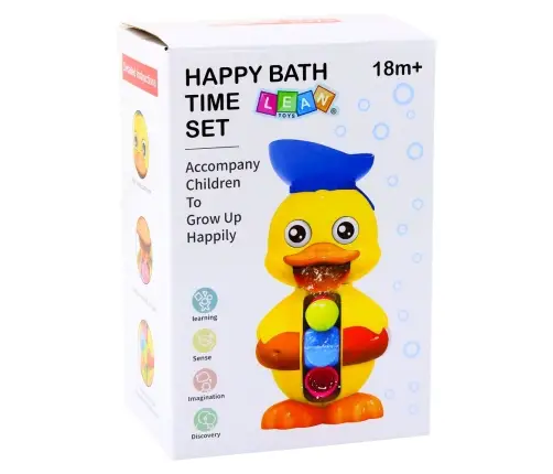 Interactive Bath Toy Duck with Grinder, Suction Cups, and Spoon