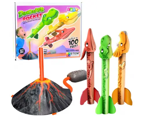 Dinosaur Volcano Launcher Set Foam Rockets Colorful