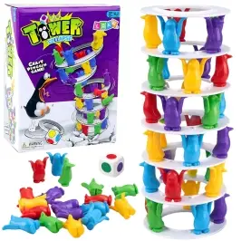 Crazy Penguins on the Tower Family Arcade Game Colorful