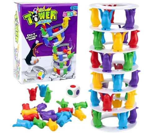 Crazy Penguins on the Tower Family Arcade Game Colorful