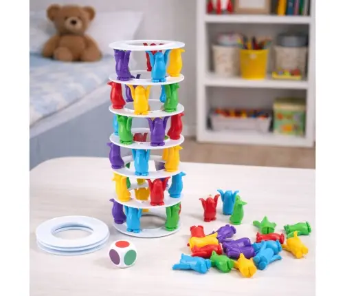 Crazy Penguins on the Tower Family Arcade Game Colorful