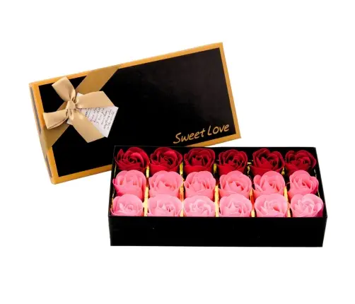 Flower Box Eternal Fragrant Roses Flowers in a Box Pink Red 18 pcs.