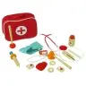 Wooden Doctor's Set in a Bag Stethoscope Pressure Gauge Hammer Syringe
