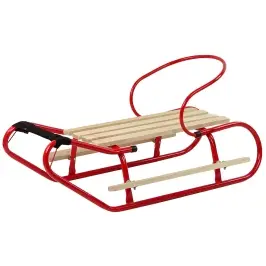 Metal Sled with Backrest Strap Red
