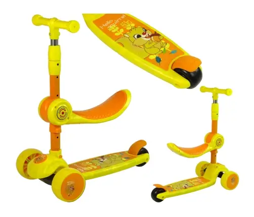Three-wheeled Balancing Scooter Saddle Yellow Music Diodes Squirrel Three-wheeled Balancing Scooter Saddle Yellow Music Diodes Squirrel