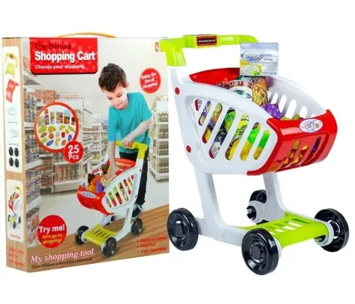 Shop Trolley + 25 Toy Food Shop Trolley + 25 Toy Food