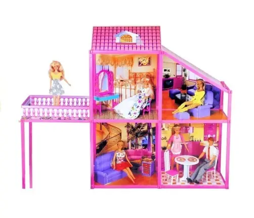 Folded  Large Villa for Dolls 76 cm +  Pink Car + Accessories