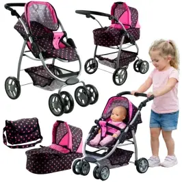Alice leļļu rati 2in1 Black/Pink Alice leļļu rati 2in1 Black/Pink