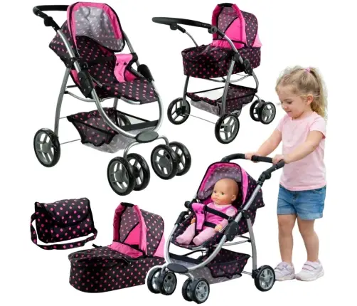 Alice leļļu rati 2in1 Black/Pink