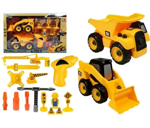 Construction Site Set Excavator Truck Crane