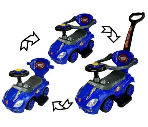 Машина каталка с ручкой Mega Car 3in1 Blue