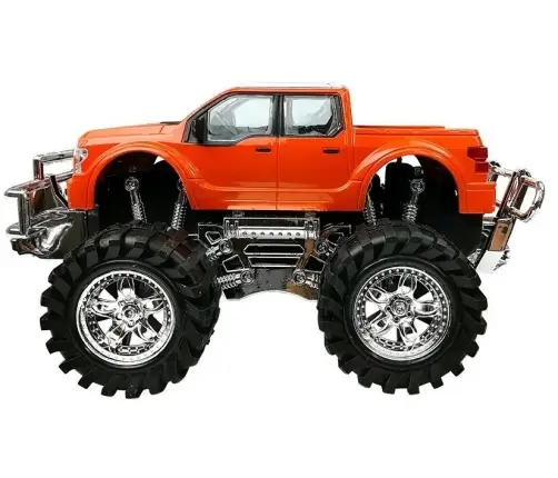 Set of Vehicles Orange Monster Truck Red BMW Caravan 58 cm