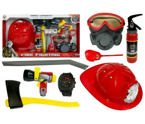 Firefighter Kit Helmet Fire Extinguisher Hatchet Mask Crowbar