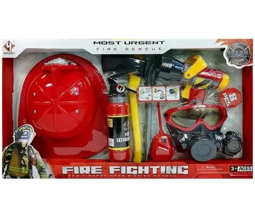 Firefighter Kit Helmet Fire Extinguisher Hatchet Mask Crowbar