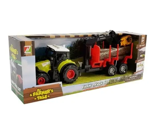 Tractor and forest trailer with wood