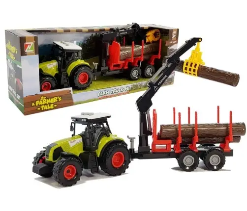 Tractor and forest trailer with wood