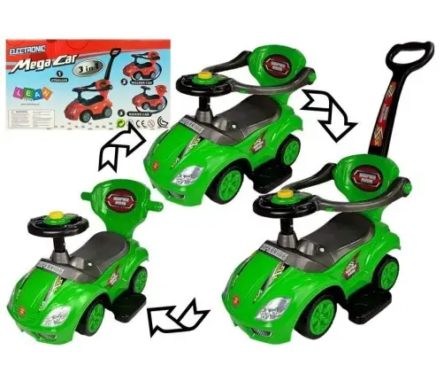 Stumjama mašīna ar rokturi Mega Car 3in1 Green