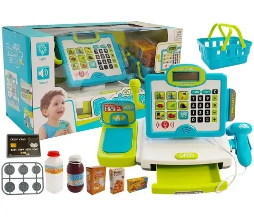 Children's cash register Blue with a basket Children's cash register Blue with a basket